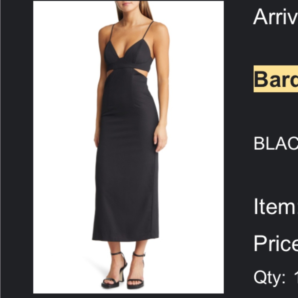 Bardot Cut Off Midi Dress Medium Size 6 (fits closer to 2/4)